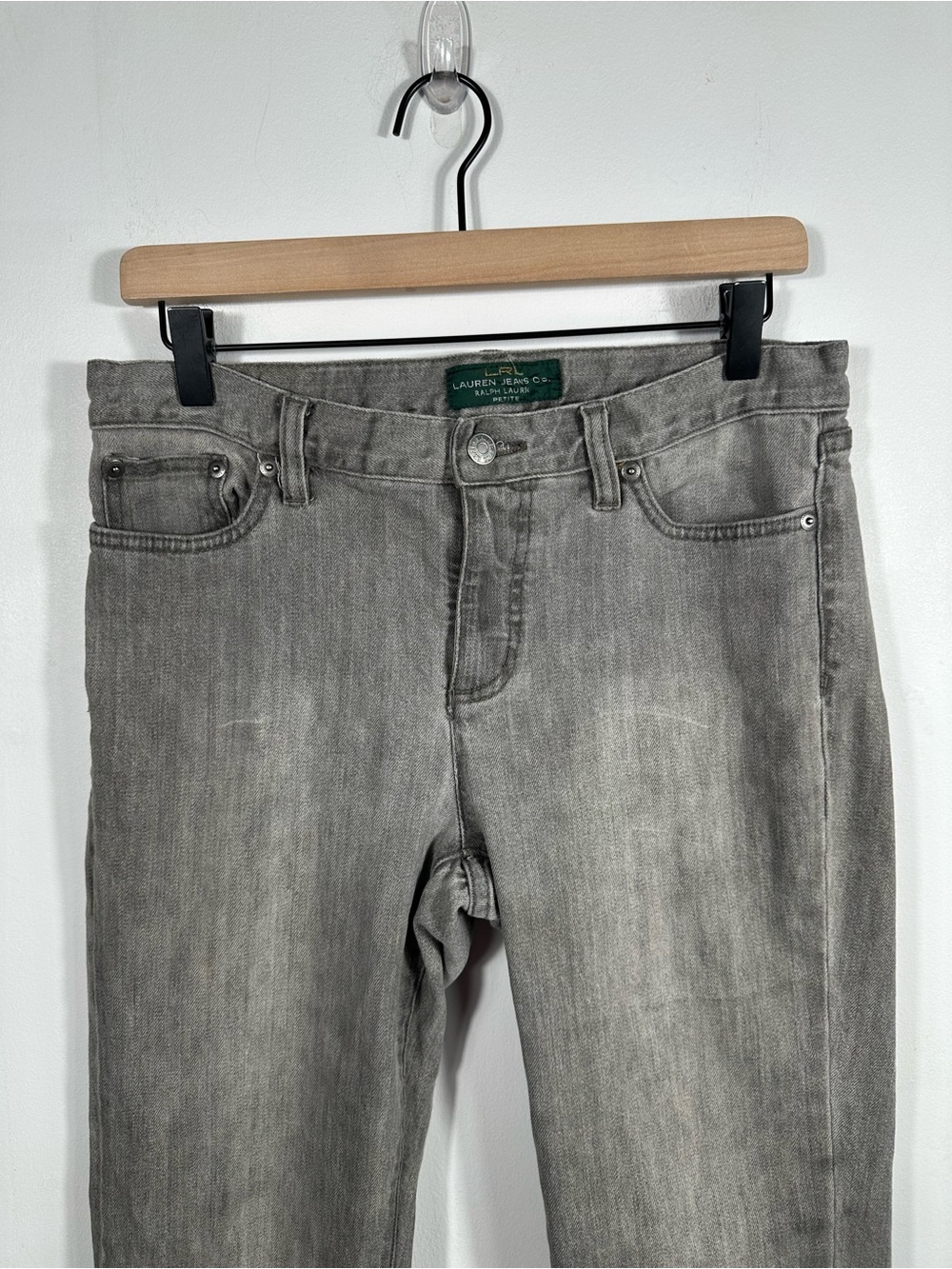 Lauren Jeans Co Ralph Lauren Gray Cropped Straight Leg Stretch Jeans Women’s 8 P - Picture 4 of 11